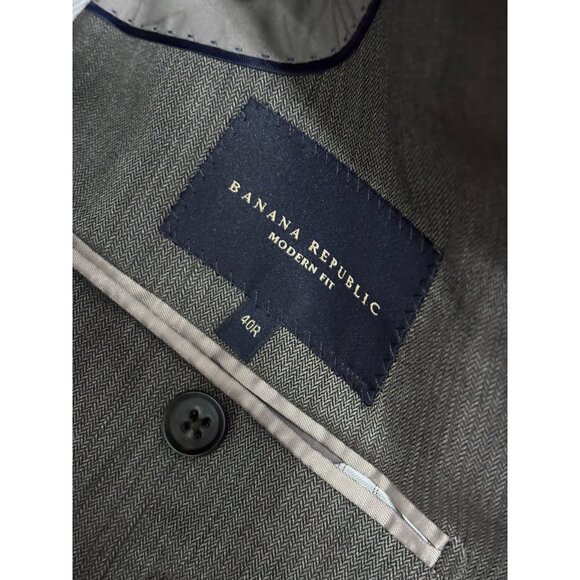 Banana Republic Mens Blazer Jacket Sz 40R Gray Herringbone Modern Fit Sport Coat - Picture 4 of 6